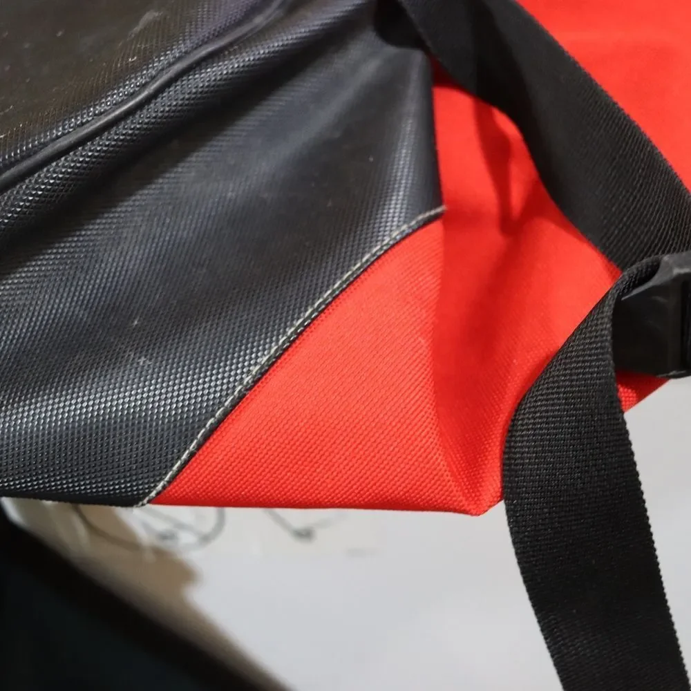 Marlboro Vintage Red Black Large Duffel Bag Drawstring Shoulder Strap Pocket